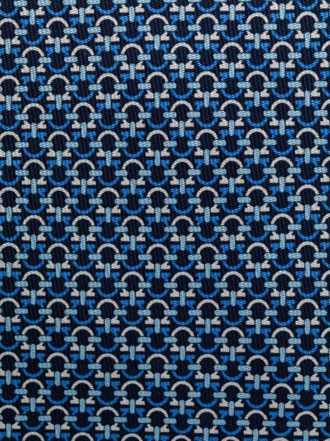 Ferragamo Stropdas met monogram print Blauw