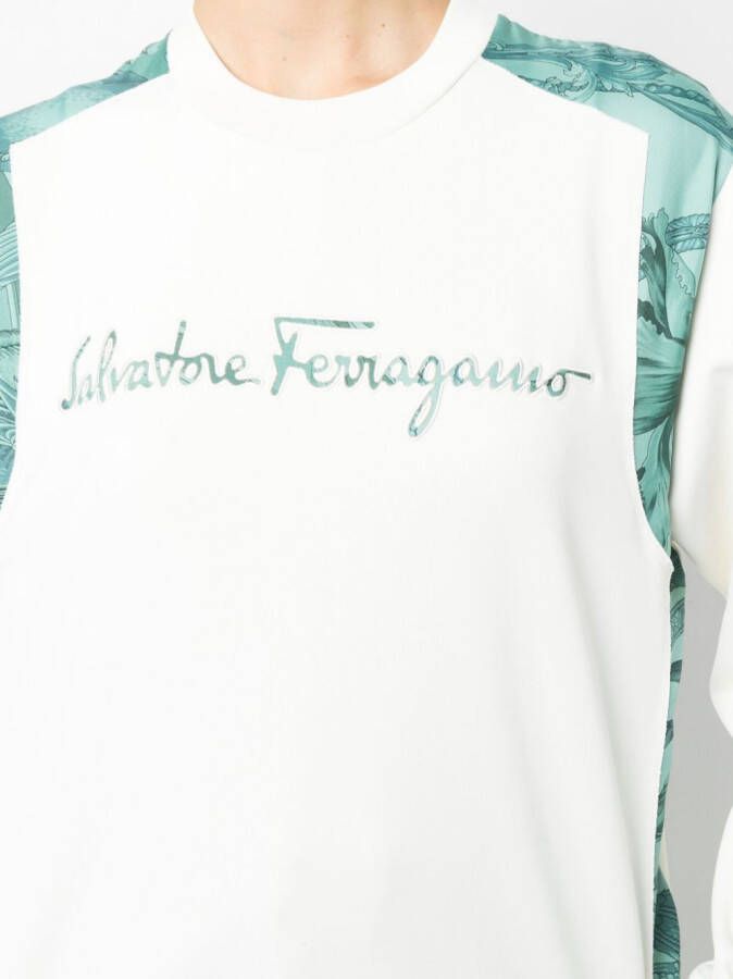 Ferragamo Sweater met geborduurd logo Wit