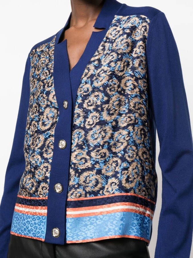 Ferragamo Vest met abtracte luipaardprint Blauw