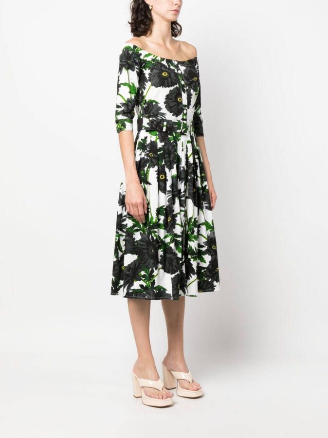 Samantha Sung Plooi-jurk met bloemenprint Wit