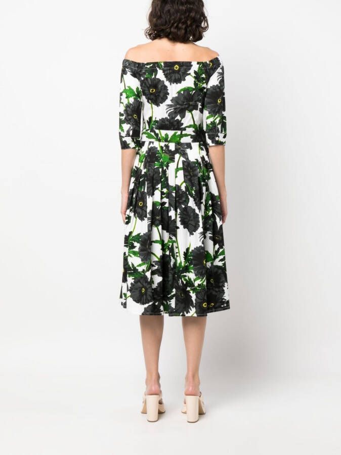 Samantha Sung Plooi-jurk met bloemenprint Wit