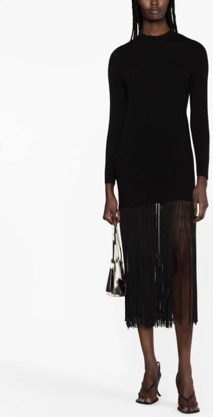 SANDRO Midi-jurk met hoge hals Zwart