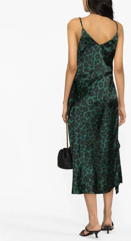 SANDRO Midi-jurk met luipaardprint Groen
