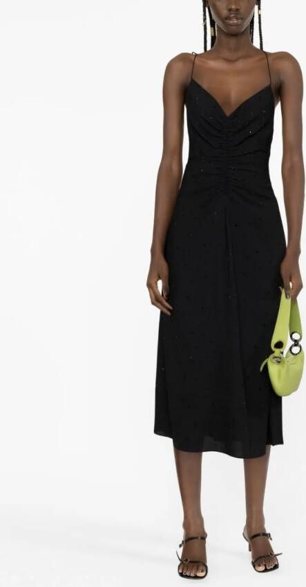 SANDRO Midi-jurk verfraaid met stras Zwart
