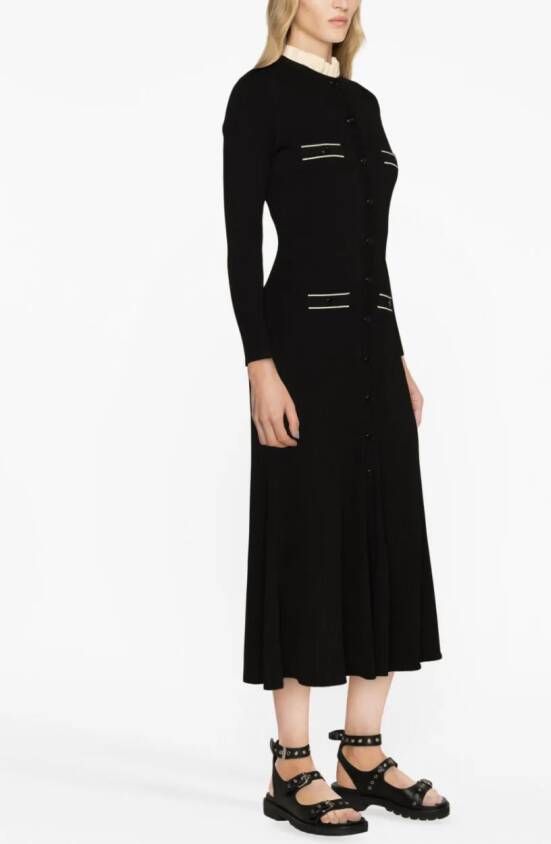 SANDRO Ribgebreide midi-jurk Zwart