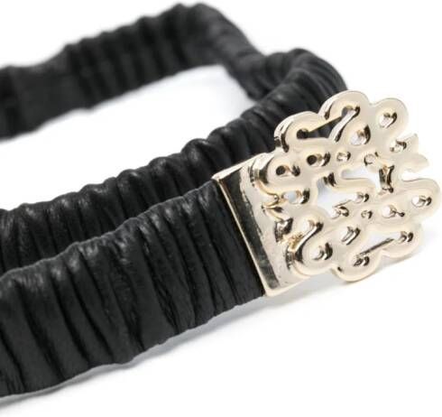 SANDRO ruched-detailing elasticated leather belt Zwart