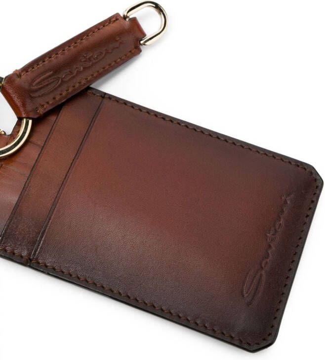 Santoni Leren pasjeshouder Bruin