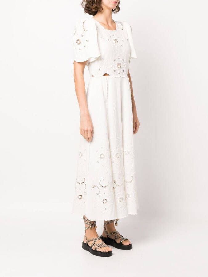 Sea Midi-jurk met borduurwerk Wit