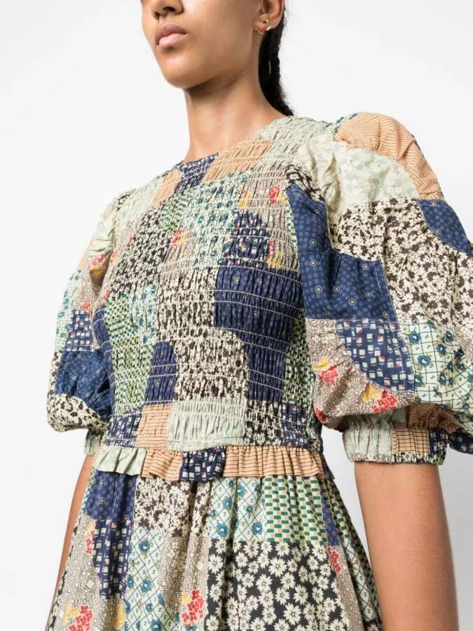 Sea Midi-jurk met patchwork Groen