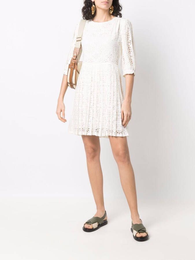 See by Chloé Broderie anglaise mini-jurk Beige