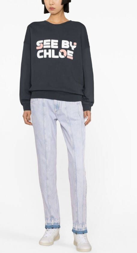 See by Chloé Sweater met logoprint Blauw