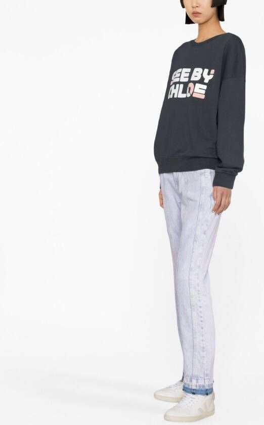 See by Chloé Sweater met logoprint Blauw