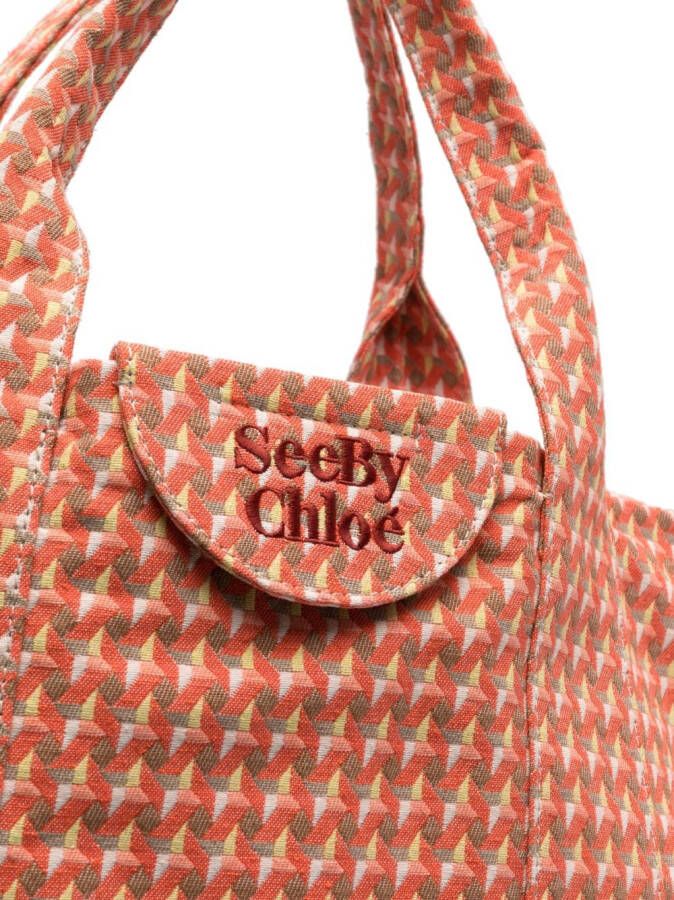 See by Chloé Shopper met geborduurd logo Oranje