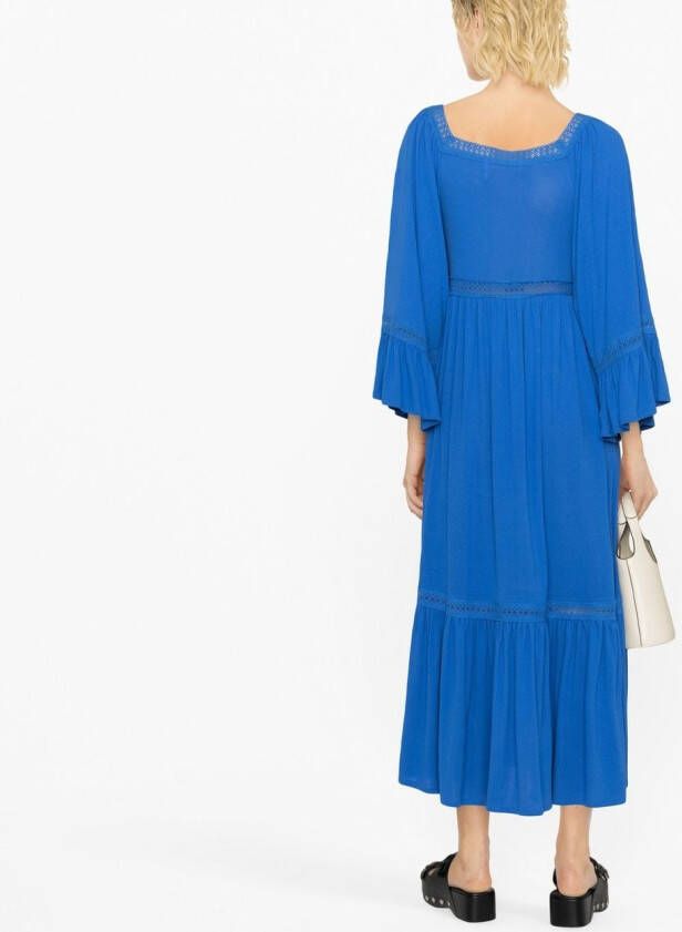 See by Chloé Midi-jurk met vierkante hals Blauw