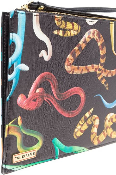 Seletti Toilettas met slangenprint Zwart