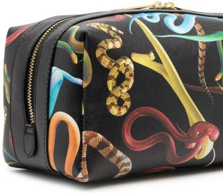 Seletti Toilettas met slangenprint Zwart