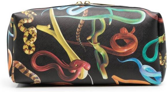 Seletti Toilettas met slangenprint Zwart