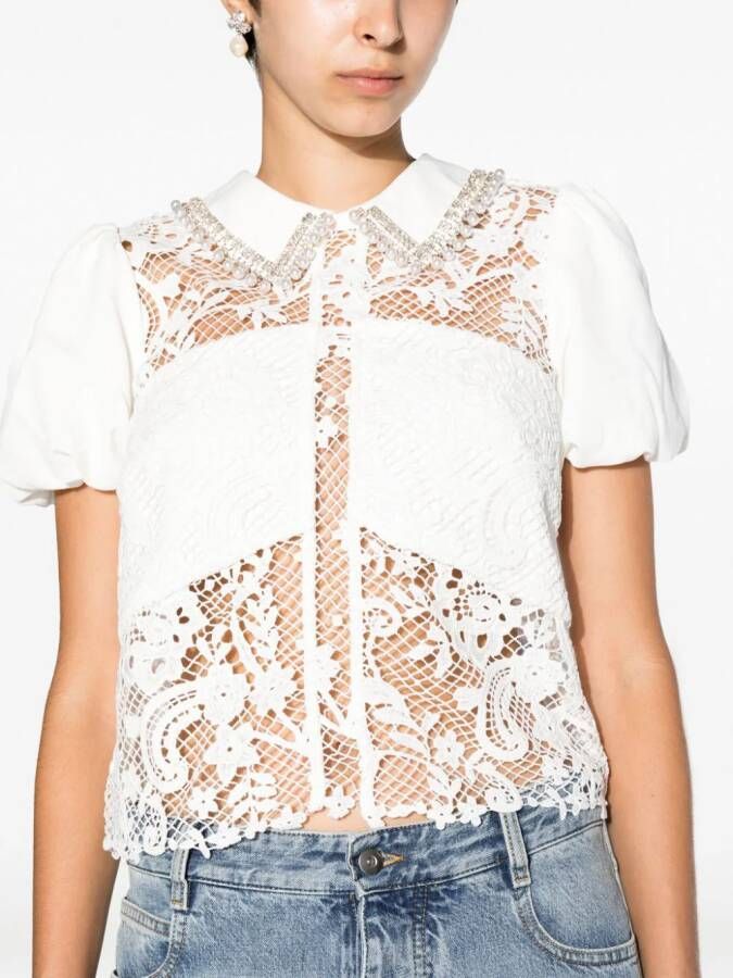 Self-Portrait Blouse met ruches Wit