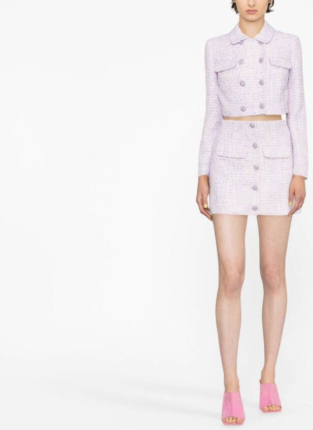 Self-Portrait High waist mini-rok Paars