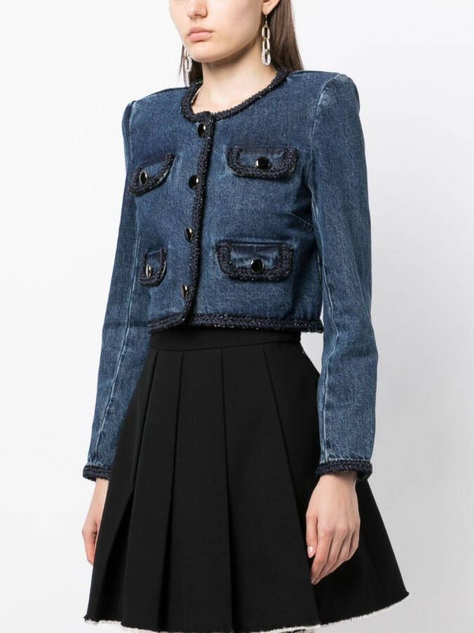 Self-Portrait Denim jack Blauw