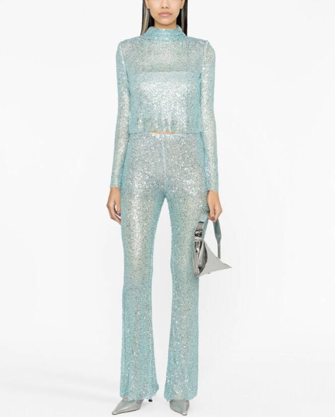 Self-Portrait Broek met pailletten Blauw