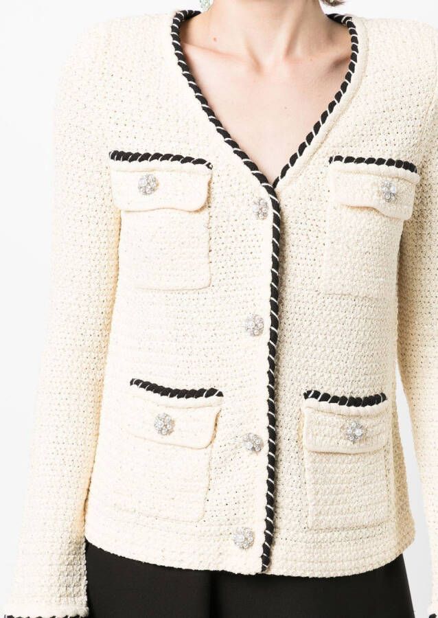 Self-Portrait Vest met contrasterende afwerking Wit