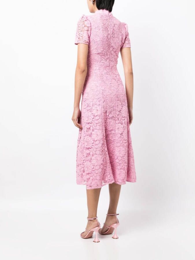 Self-Portrait Midi-jurk met gekruiste details Roze