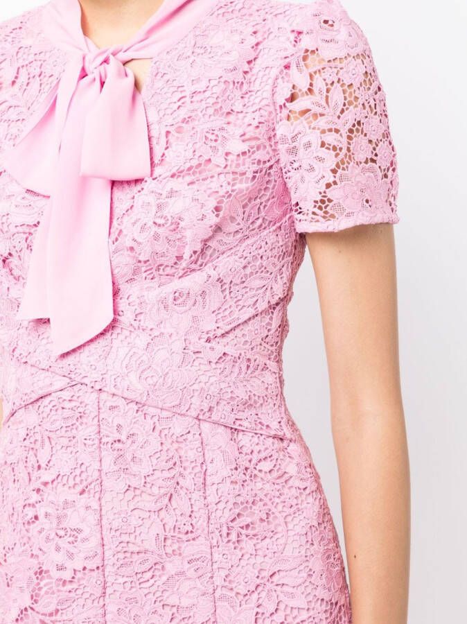 Self-Portrait Midi-jurk met gekruiste details Roze