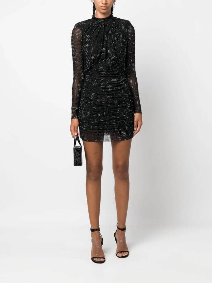 Self-Portrait Mini-jurk verfraaid met kristallen Zwart