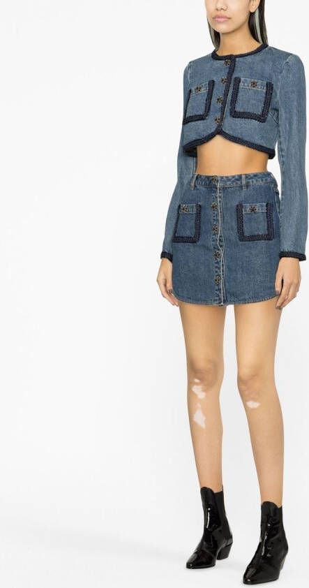 Self-Portrait Denim midi-rok Blauw