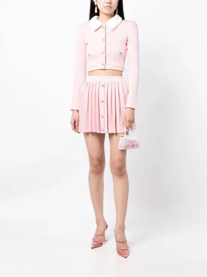 Self-Portrait Vest met kraag van imitatiebont Roze