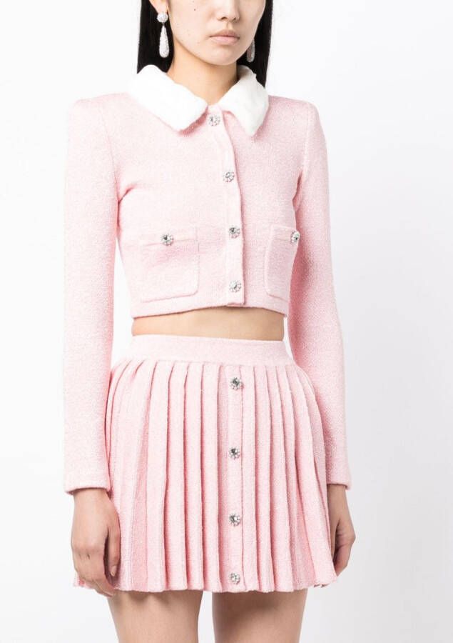 Self-Portrait Vest met kraag van imitatiebont Roze