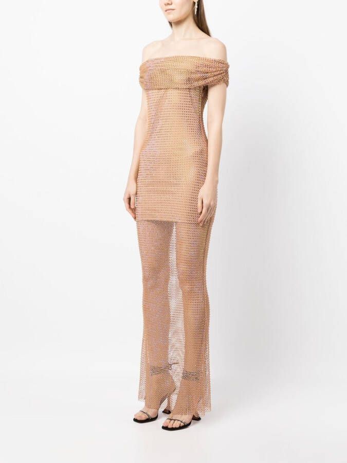 Self-Portrait Maxi-jurk verfraaid met stras Metallic