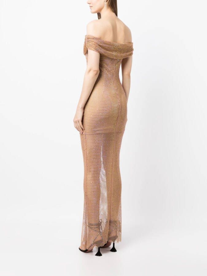 Self-Portrait Maxi-jurk verfraaid met stras Metallic