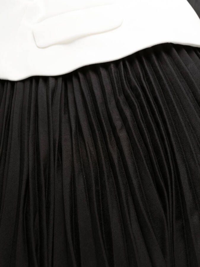 Self-Portrait Midi-jurk met plooirok Zwart