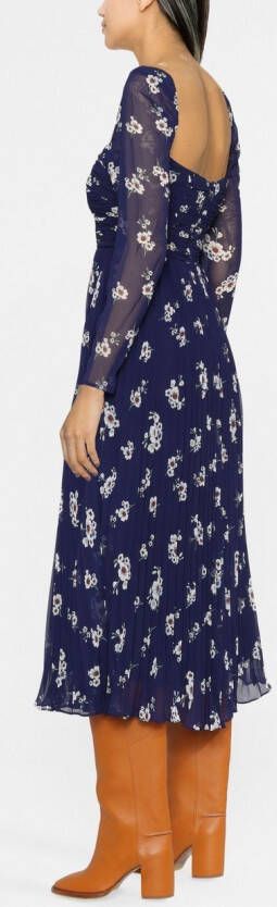 Self-Portrait Midi-jurk met print Blauw