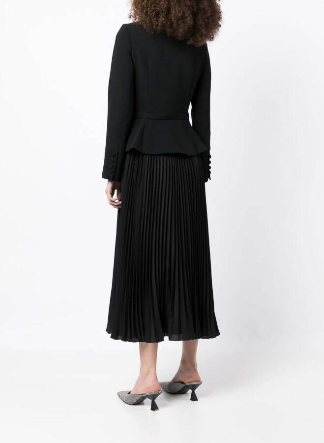 Self-Portrait Midi-jurk met ruches Zwart