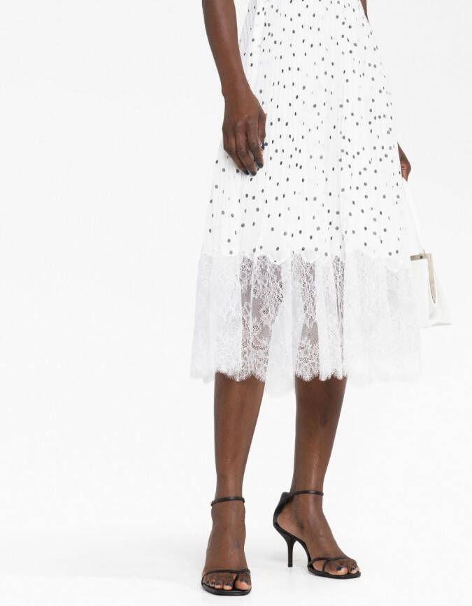 Self-Portrait Midi-jurk met stippen Wit