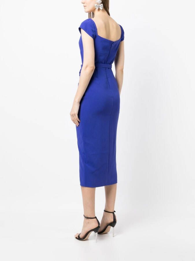 Self-Portrait Midi-jurk met sweetheart hals Blauw