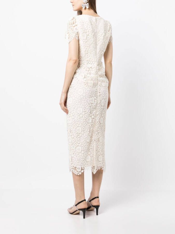 Self-Portrait Midi-jurk met sweetheart hals Wit