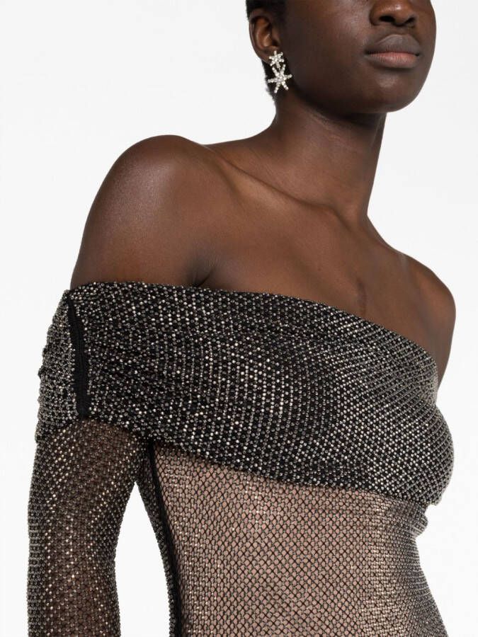 Self-Portrait Off-shoulder jurk Zwart