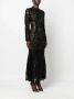 Self-Portrait Midi-jurk verfraaid met pailletten Zwart - Thumbnail 3