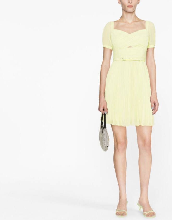 Self-Portrait Chiffon mini-jurk Groen