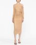 Self-Portrait Midi-jurk verfraaid met stras Beige - Thumbnail 2