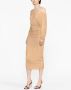 Self-Portrait Midi-jurk verfraaid met stras Beige - Thumbnail 4