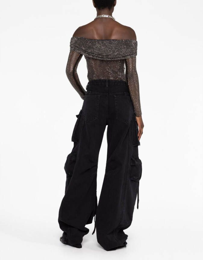Self-Portrait Off-shoulder top Zwart