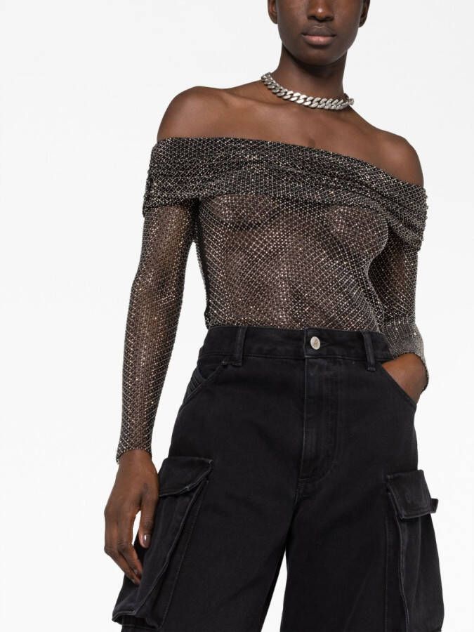 Self-Portrait Off-shoulder top Zwart