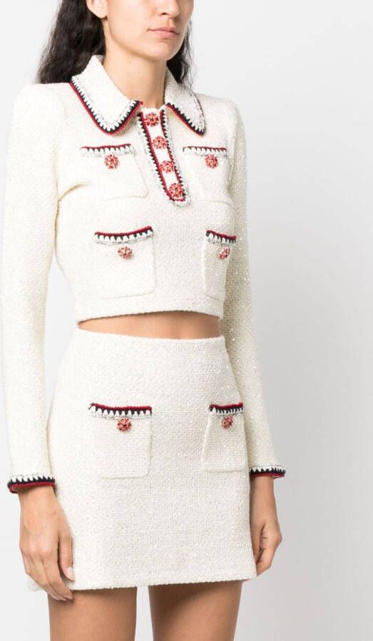Self-Portrait Sweater verfraaid met pailletten Beige