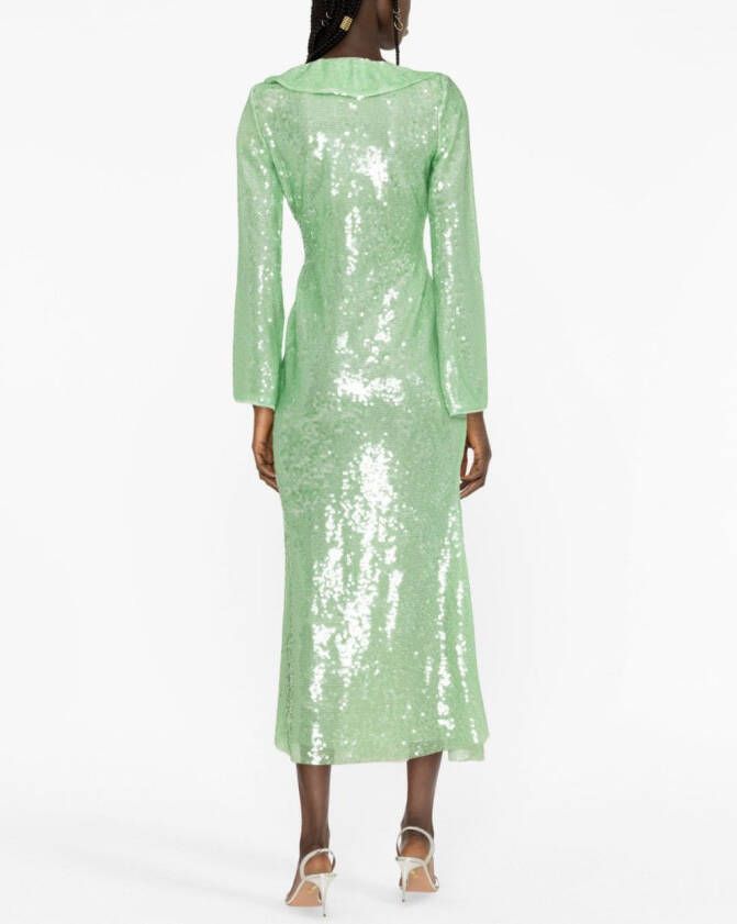 Self-Portrait Midi-jurk verfraaid met pailletten Groen