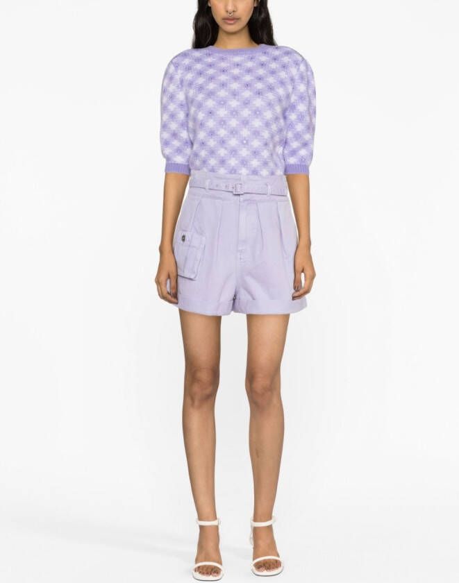 Self-Portrait Shorts met ceintuur Paars